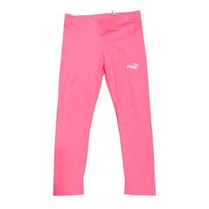 Puma Girls XXS 3/4 Pink Athletic Leggings Logo Activewear Pants Kids Sportswear